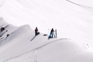 Exchanging skins for skis in the shadows of Annapurna South (4 500m)