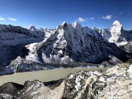 Imja Tsho and Ama Dablam (far right) catch my eye on the descent