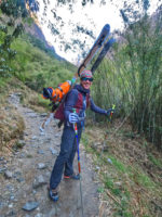 Trekking up from Dovan to Deurali en route to ski tour from Machhapuchhre Base Camp, March 2020