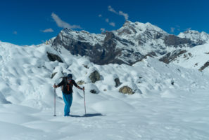 Phewwww, first steps after glacier crossing. Himlung, Nepal, October 2021