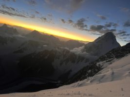 K2 sitting pretty as the sun sets while I descend Broad Peak
